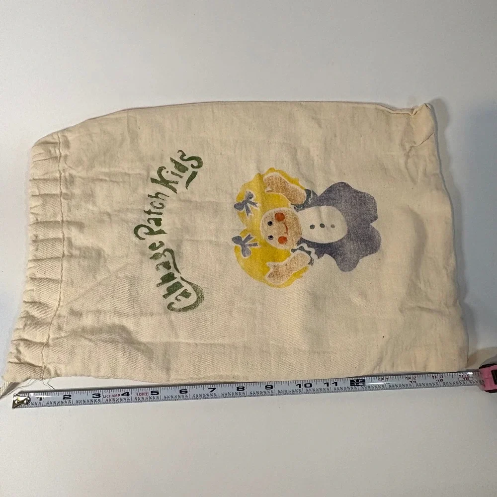 Vintage Cabbage Patch Kids Canvas Drawstring Laundry Toy Bag Cream 1980s 16x11
